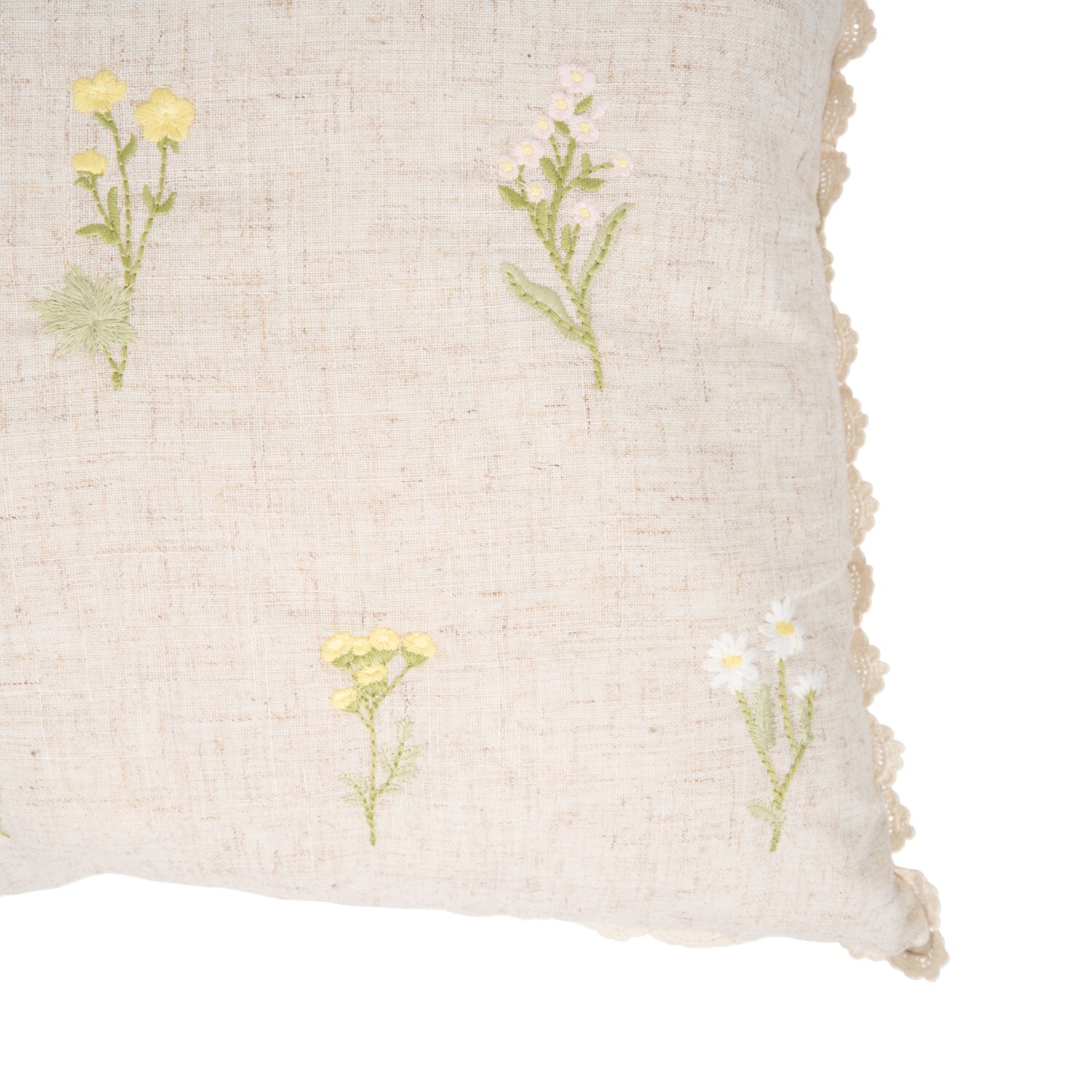 Pippa Floral Embroidered Cushion Beige Image 4
