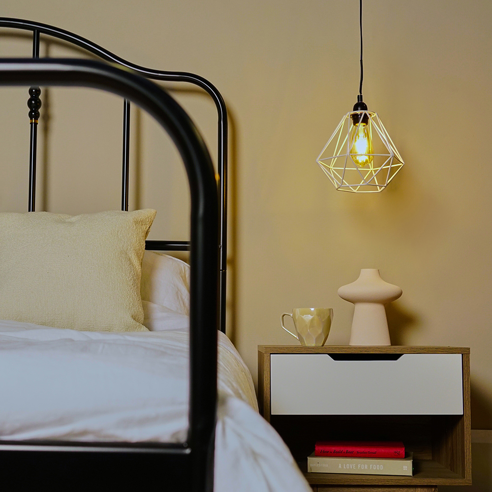 ValueLights Diablo White Industrial Wire Frame Pendant Shade Image 8