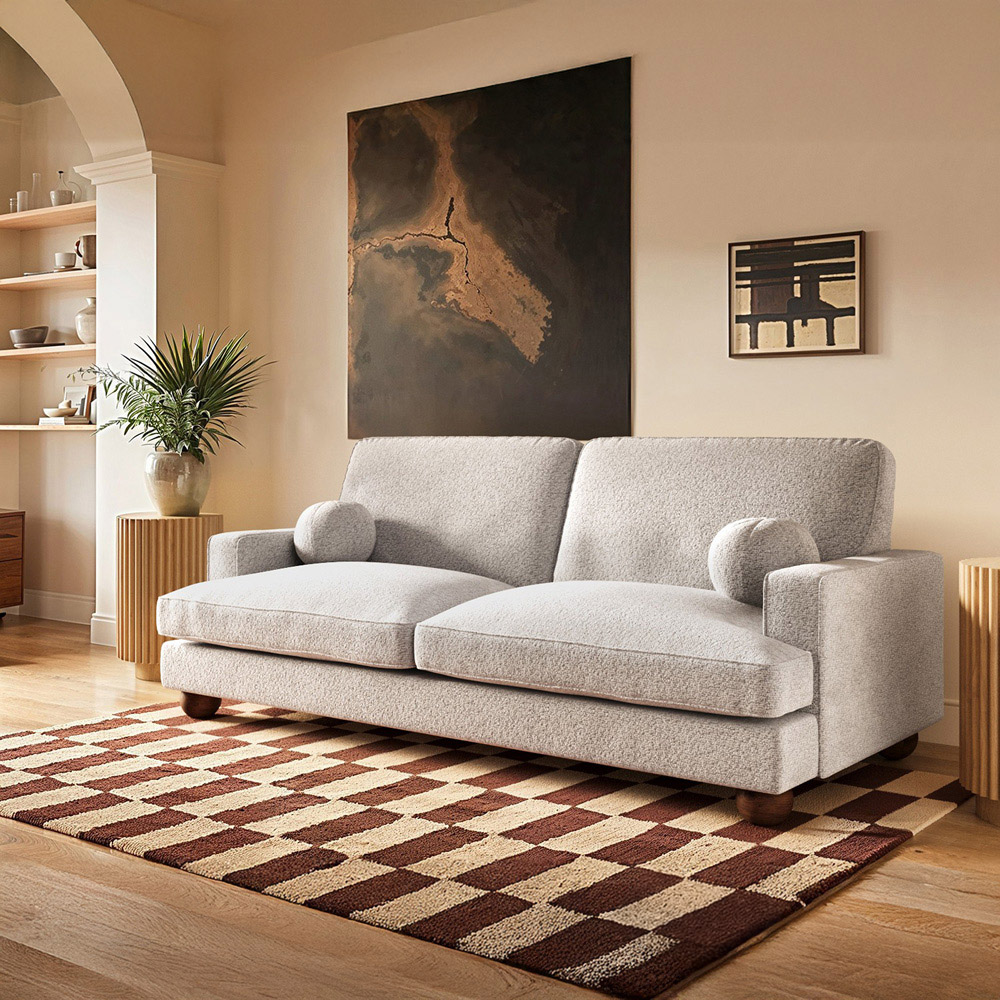 Solace+Co Addison 3 Seater Beige Boucle Sofa Image 4