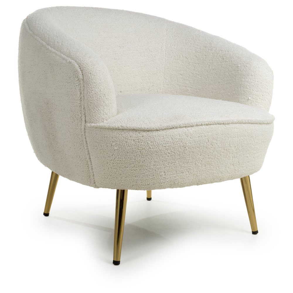 Lucia Vanilla White and Gold Boucle Tub Chair Image 2