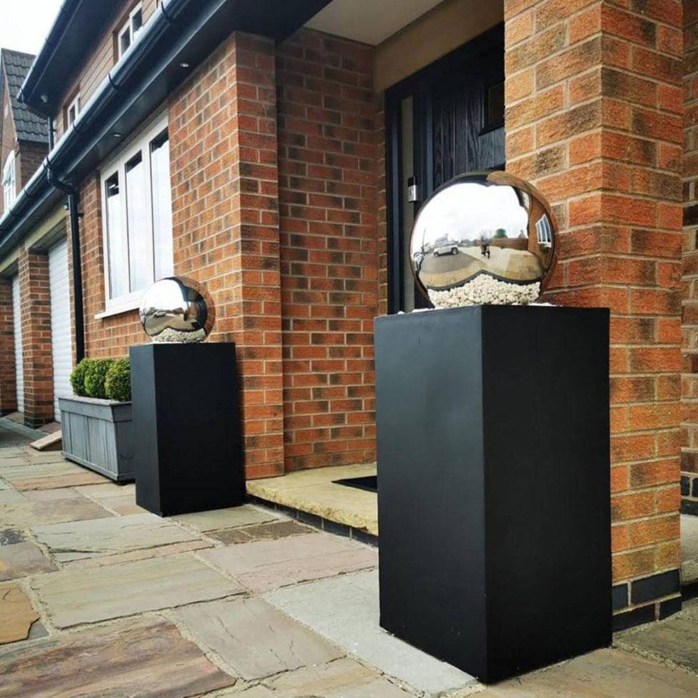 wilko Black Light Concrete Fibrestone Square Outdoor Plant Pot 50cm Image 6