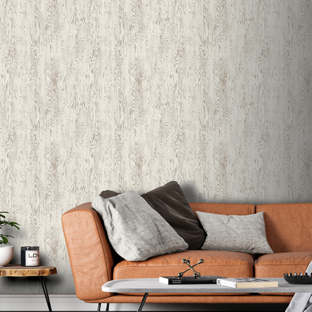 Arthouse Wood Grain White Wallpaper Image 5