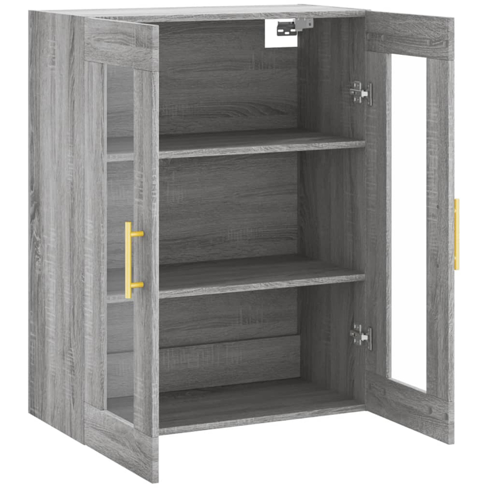 vidaXL 2 Glass Door Grey Sonoma Wall Mounted Cabinet Image 4