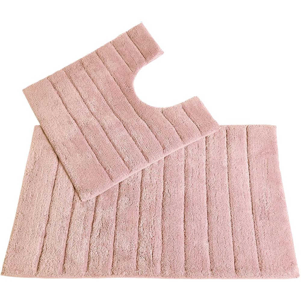 Allure Bath Fashions Blush Ribbed Bath Mat and Pedestal Mat Set 2 Piece Image 1