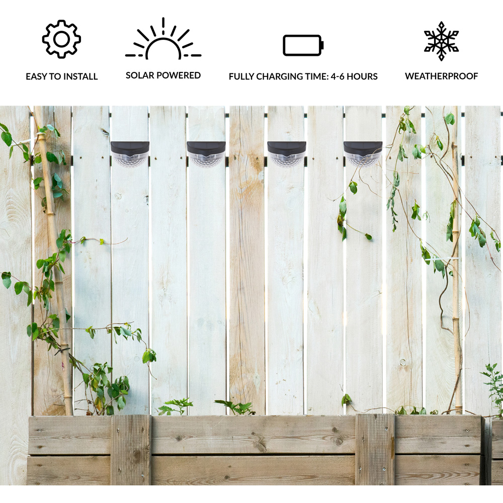GardenKraft 4 Pack Bright White LED Solar Decorative Fence Lights Image 6