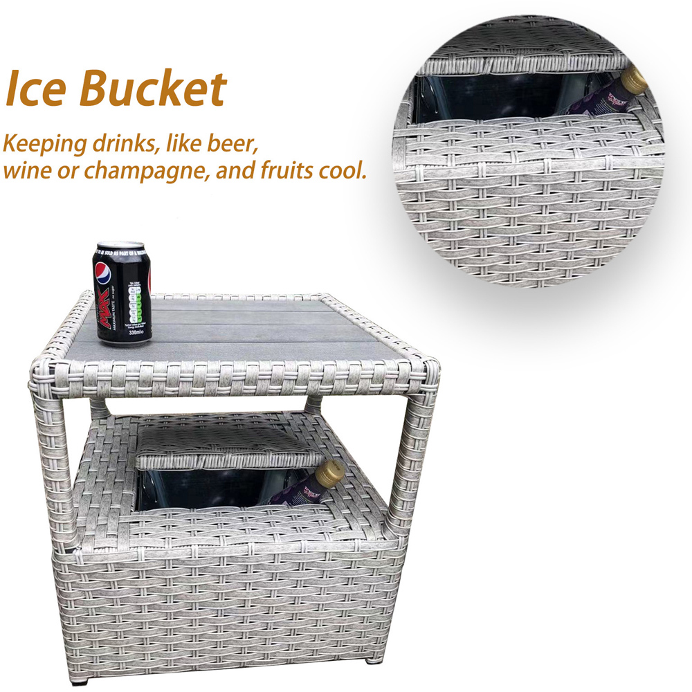 Furniture One 2 Seater Rattan Garden Recliner Lounge Set with Ice Bucket Image 3