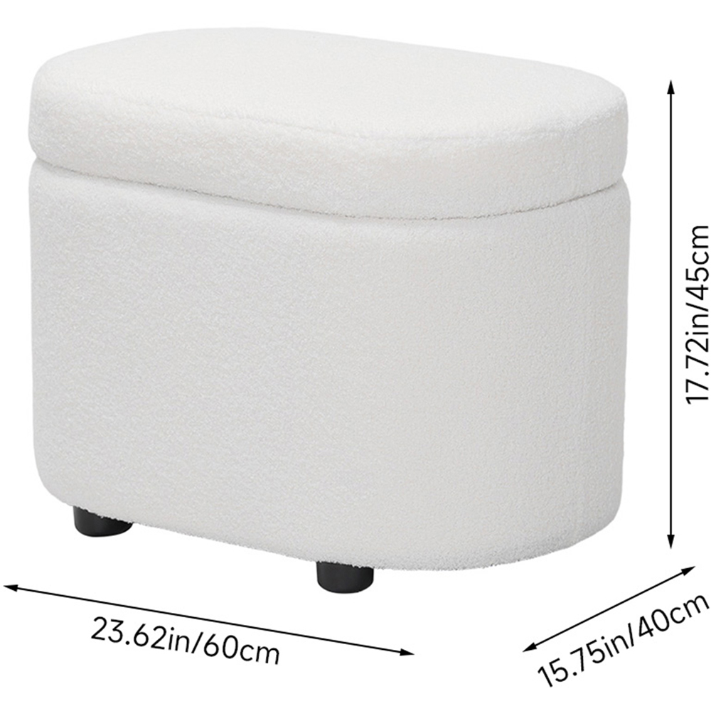 Living and Home White Teddy Fleece Storage Ottoman with Lift-Up Lid Image 9