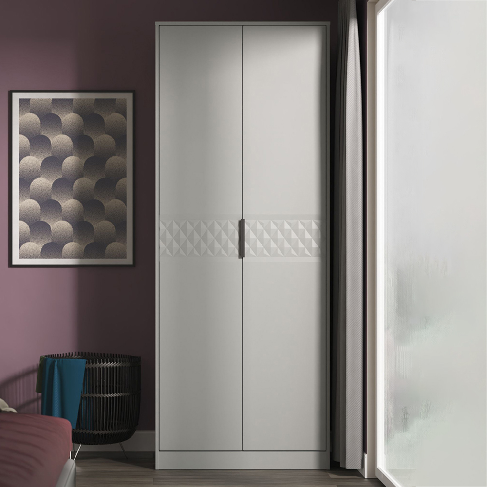 Crowndale Harlequin 2 Door Dusk Grey Tall Wardrobe Ready Assembled Image 1