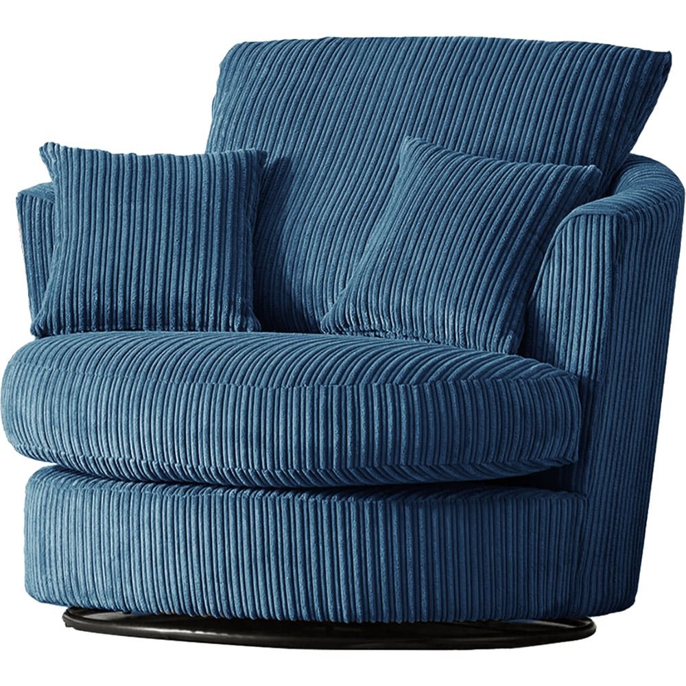 Luxor Marine Blue Jumbo Cord Swivel Chair Image 3