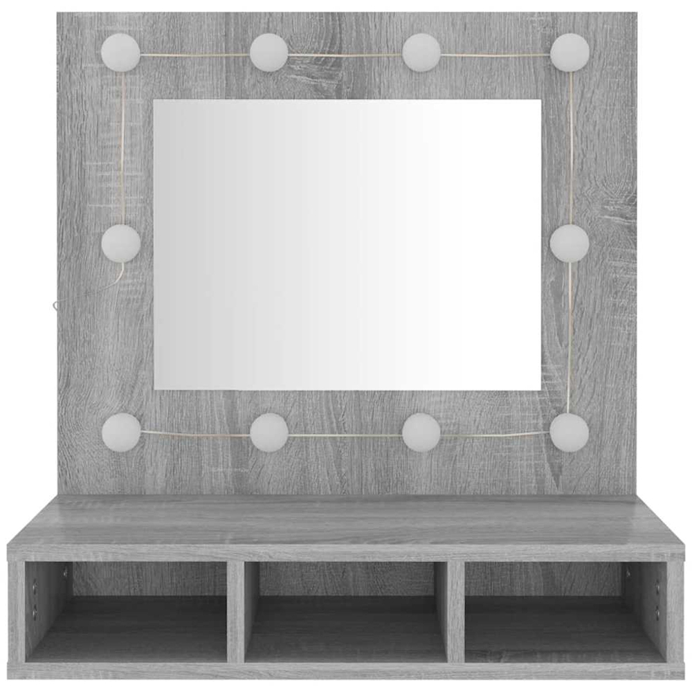 vidaXL 3 Shelf LED Sonoma Grey Mirror Cabinet Image 4