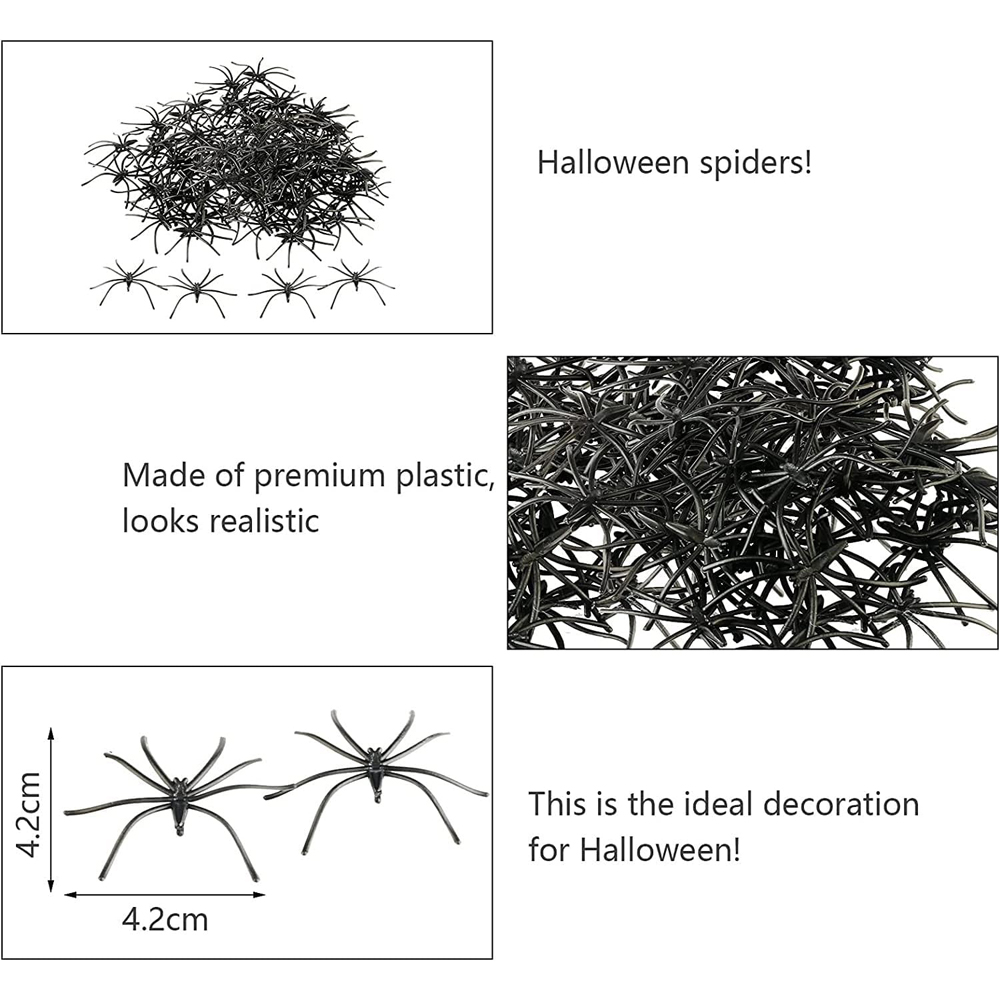 Shatchi Halloween Black Plastic Spider 24 Pack Image 5