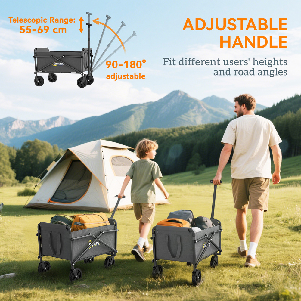 Outsunny 41L Grey Heavy Duty Folding Garden Trolley Image 4