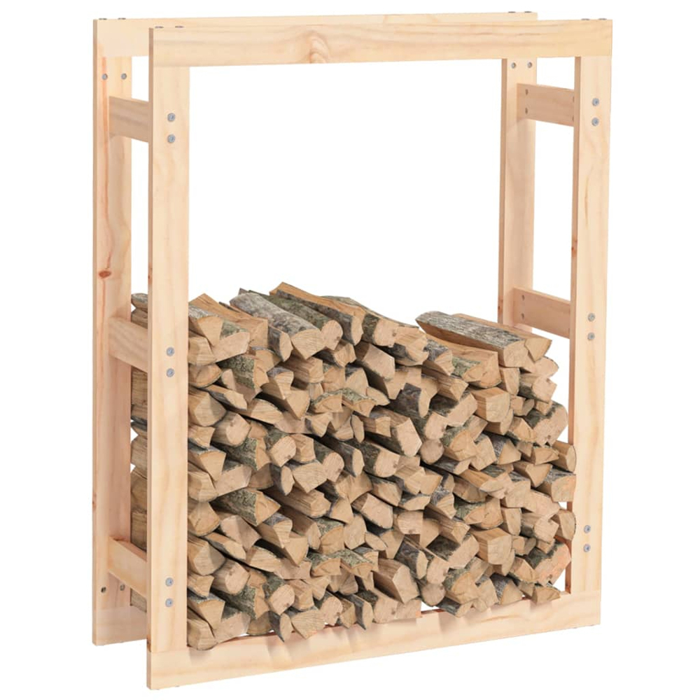 vidaXL Natural Pine Wood Firewood Log Holder 100 x 80 x 25cm Image 3