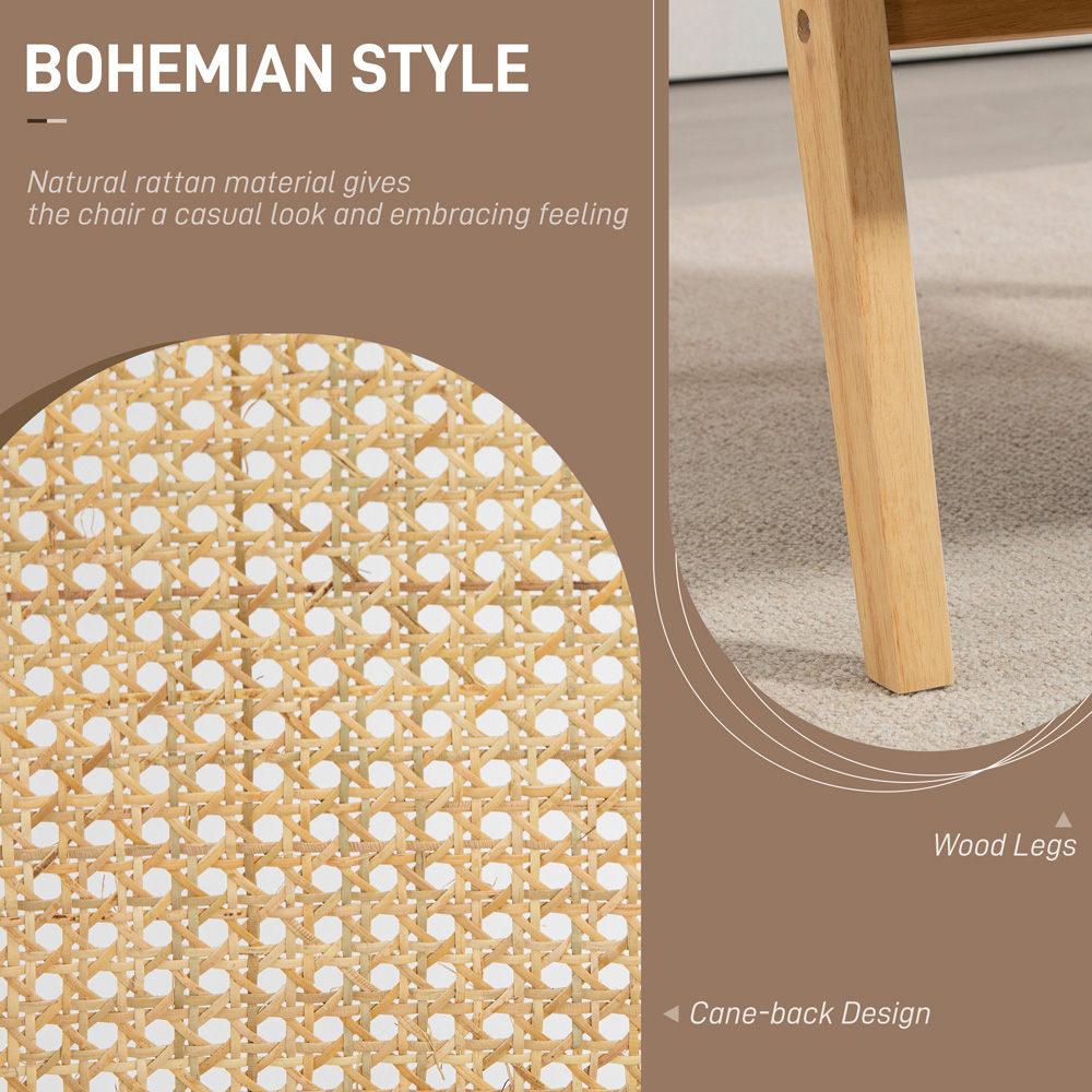 Portland Natural Fabric Accent Chair with Rattan Back Image 5