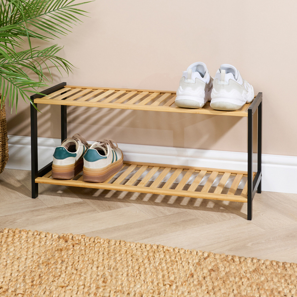 2 Tier Bamboo Shoe Rack Image 2