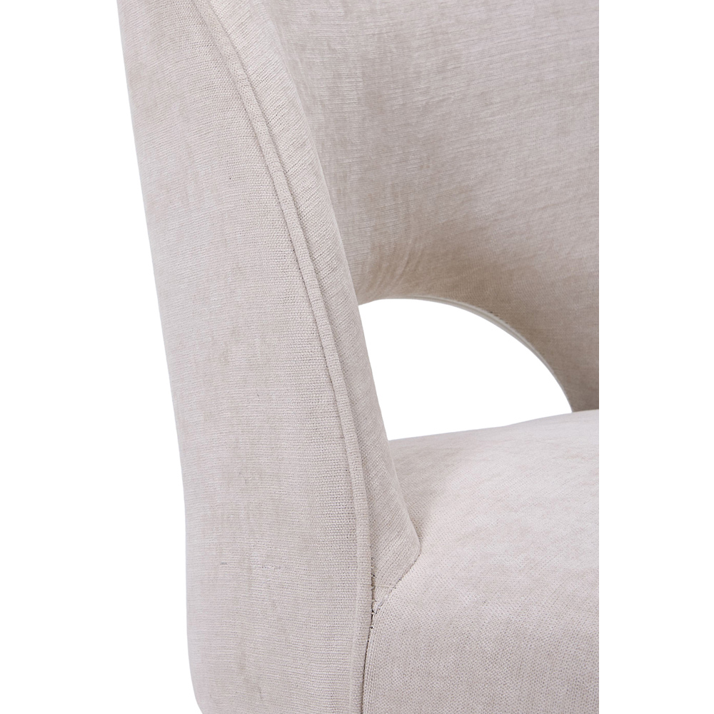 Living and Home Set of 2 Beige Chenille Curved Cutout Backrest Dining Chair Image 6