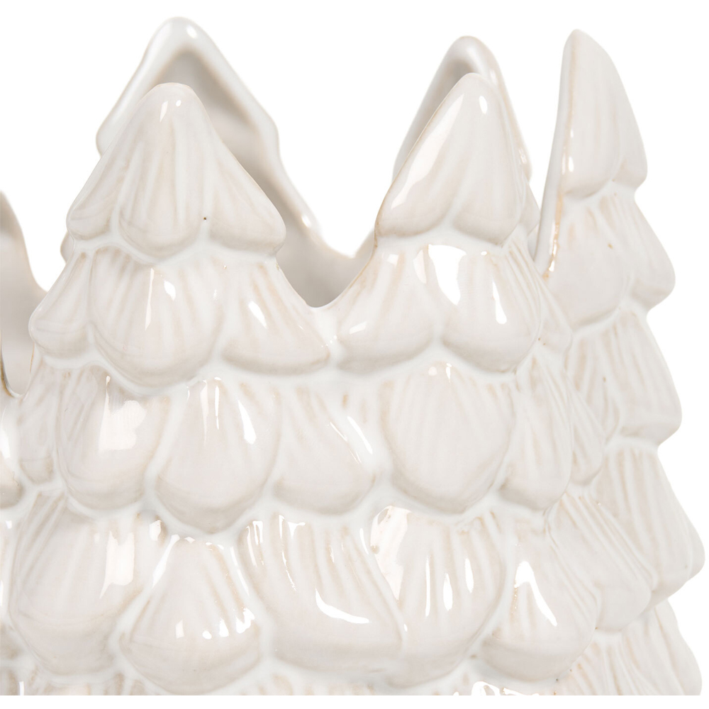 Glazed Tree Pillar Candle Holder - White Image 2