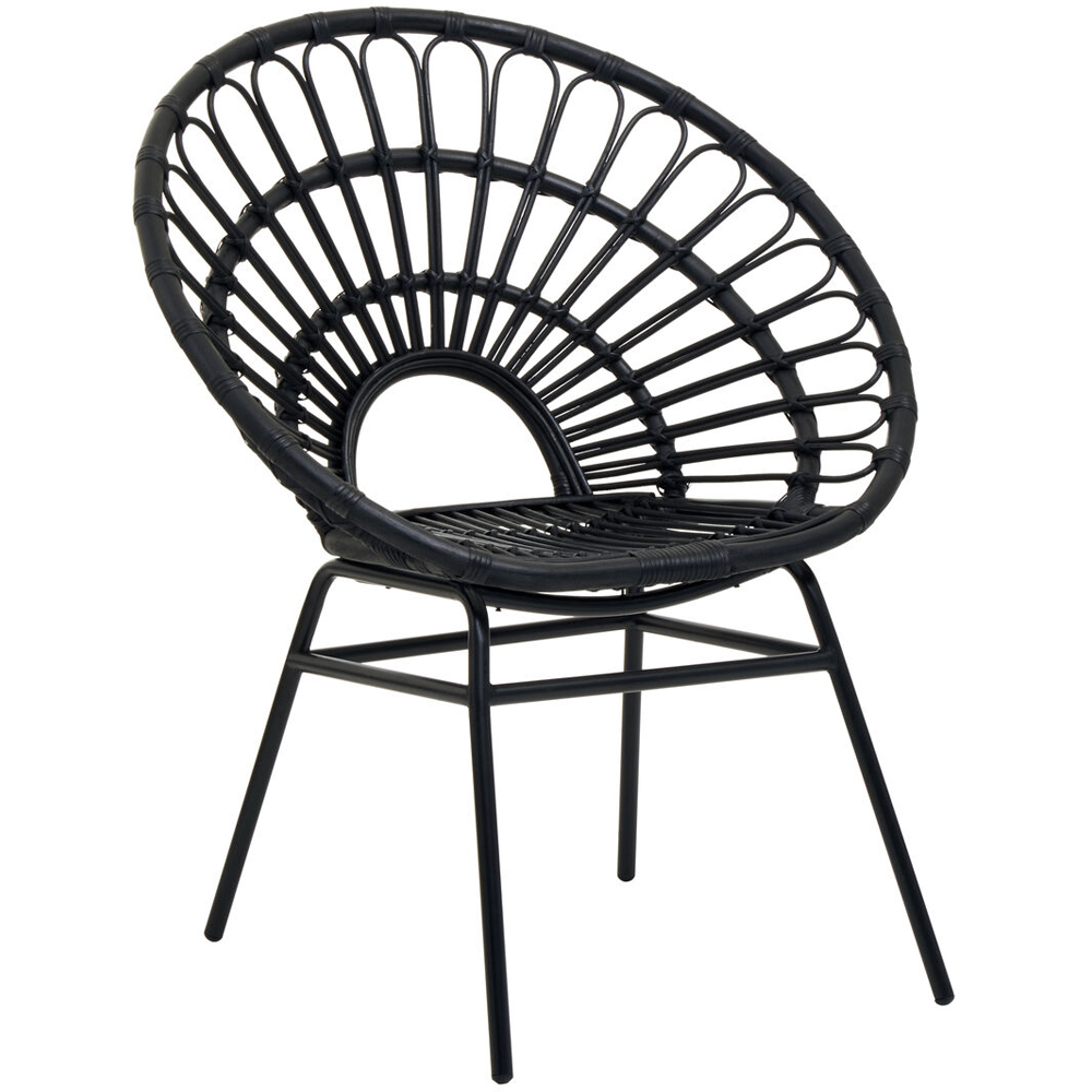 Premier Housewares Java Black Natural Rattan Flared Back Accent Chair Image 2