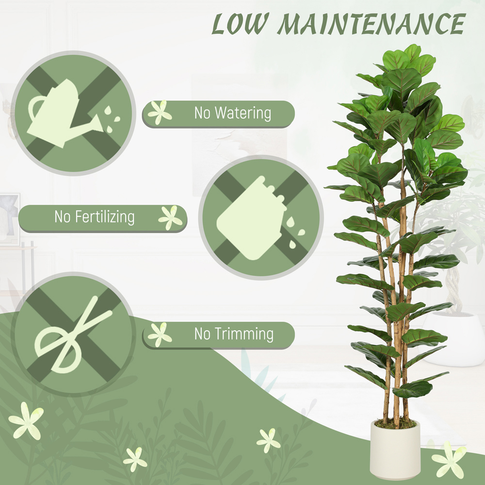 Portland Fiddle Leaf Fig Artificial Tree in Pot with Solid Wood Trunks 6ft Image 6