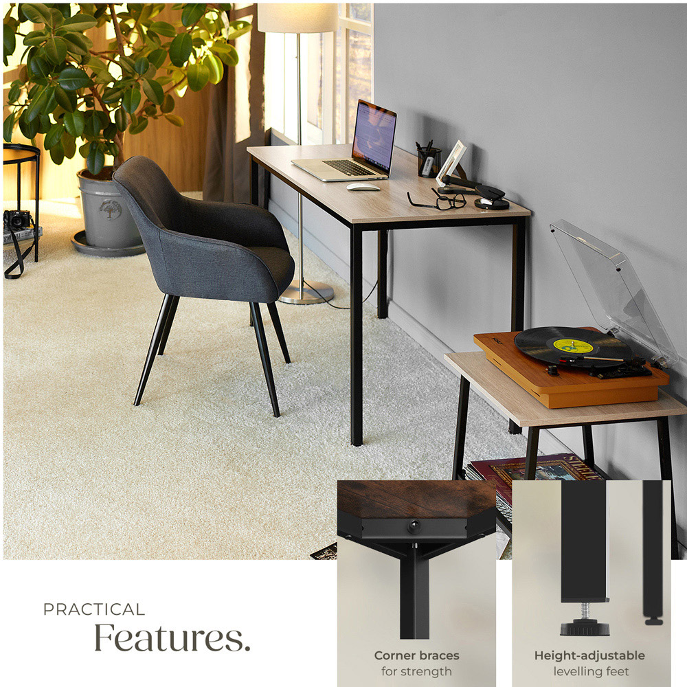 tectake Vanport Oak Sonoma Office Desk with Plastic Feet Image 4