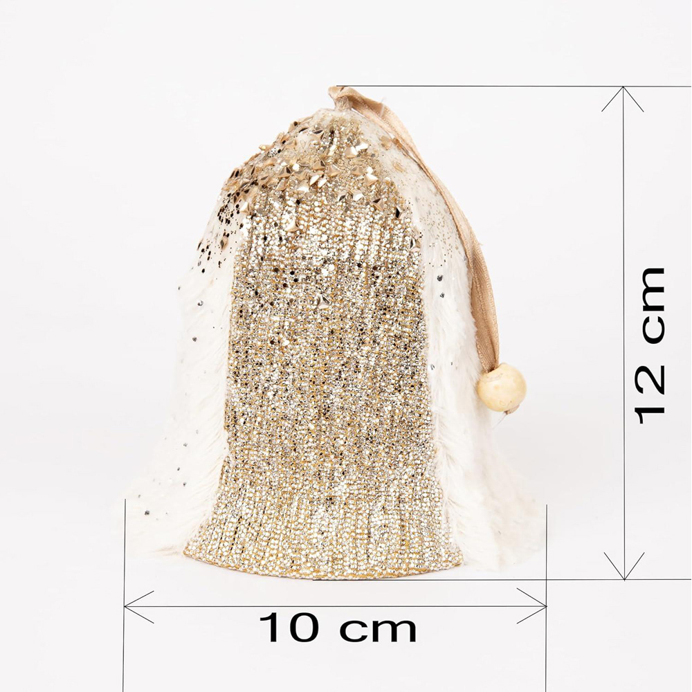 Shatchi Gold Santa Bell Hanging Christmas Decoration 3 Pack Image 4