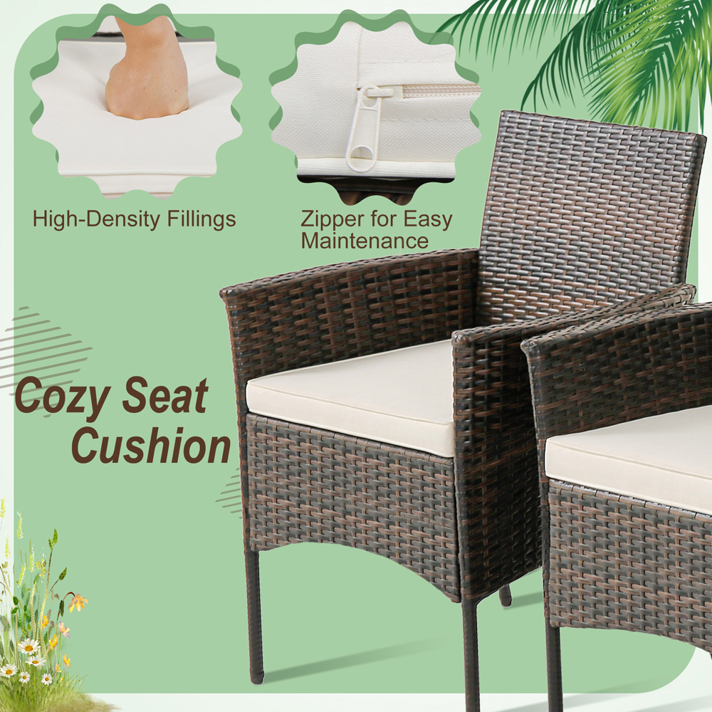 Costway Set of 4 PE Wicker Garden Dining Chair Image 5