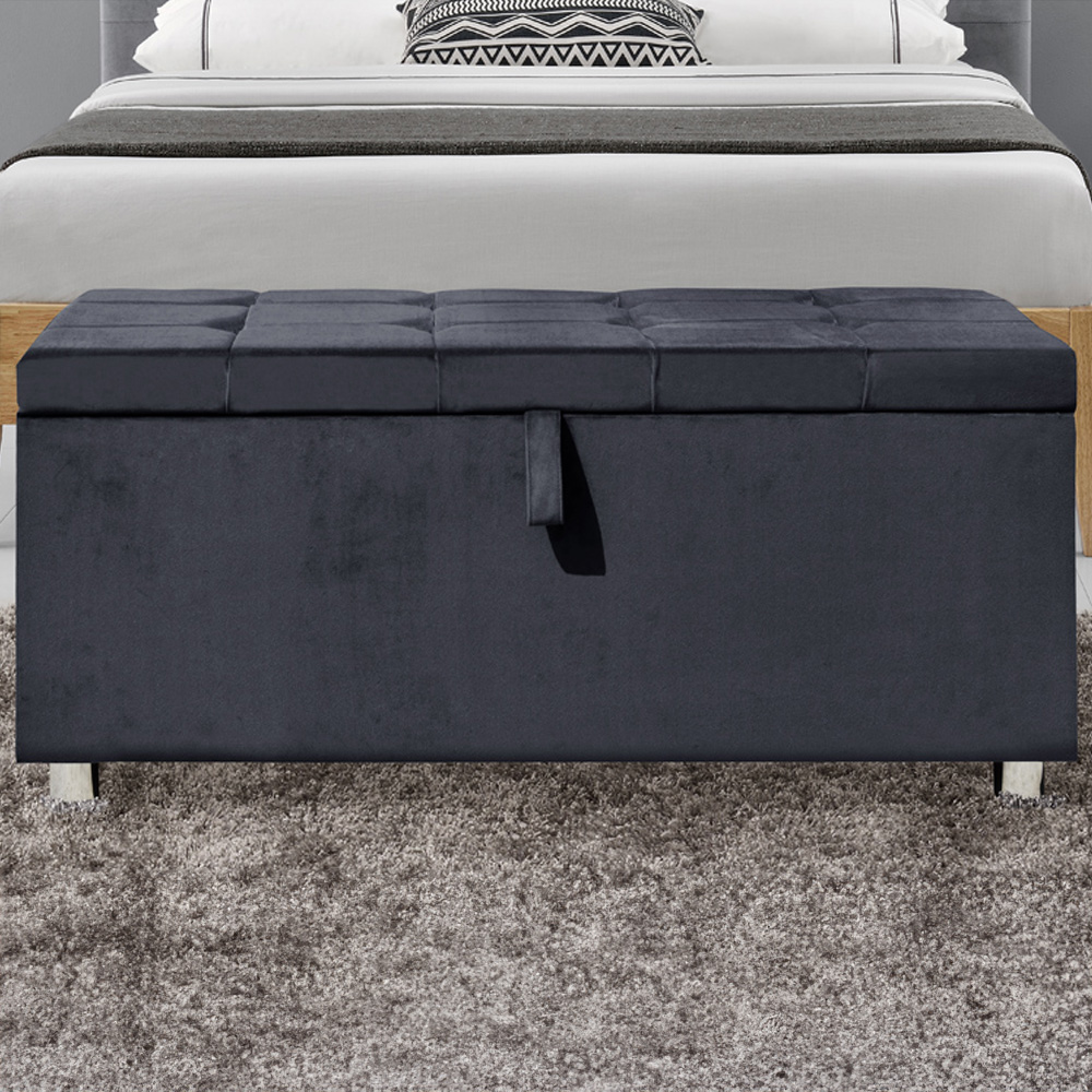 Brooklyn Grey Plush Velvet 4 Piece Bedroom Furniture Set Image 4