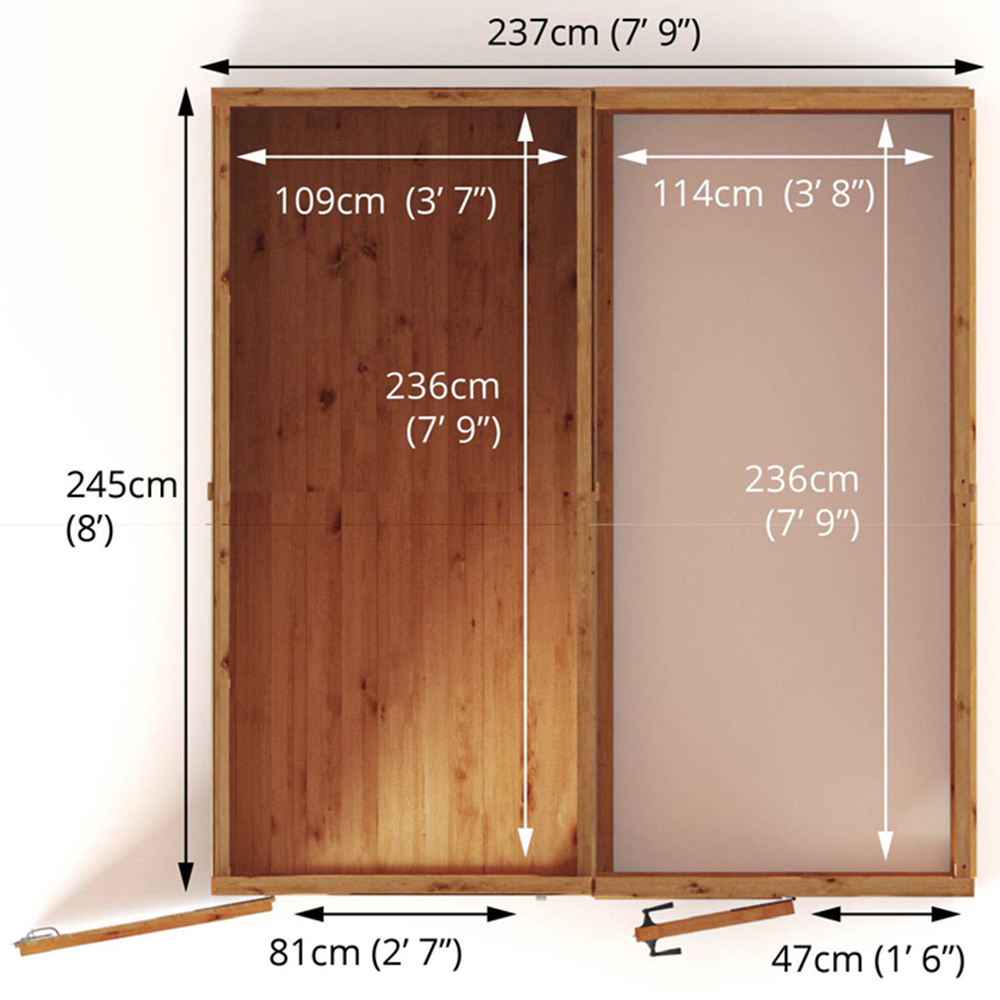 Mercia Woodsman Styrene 8 x 8ft Greenhouse and Shed Image 9