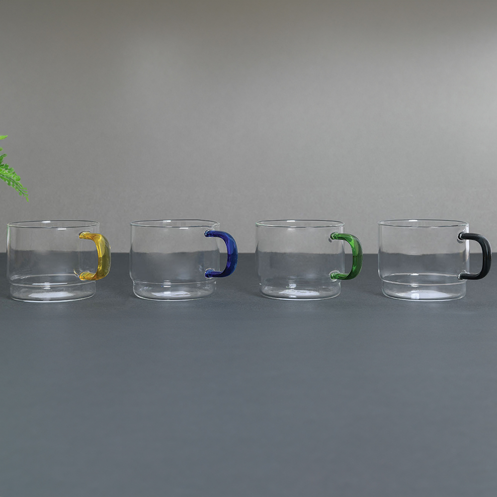 Set of 4 Stackable Glass Coffee Cups - Clear Image 4