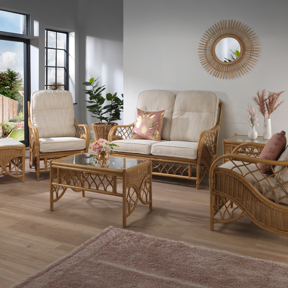 Desser Furniture Oslo 4 Seater Light Oak Jasper Sofa Set with Footstool Image 1