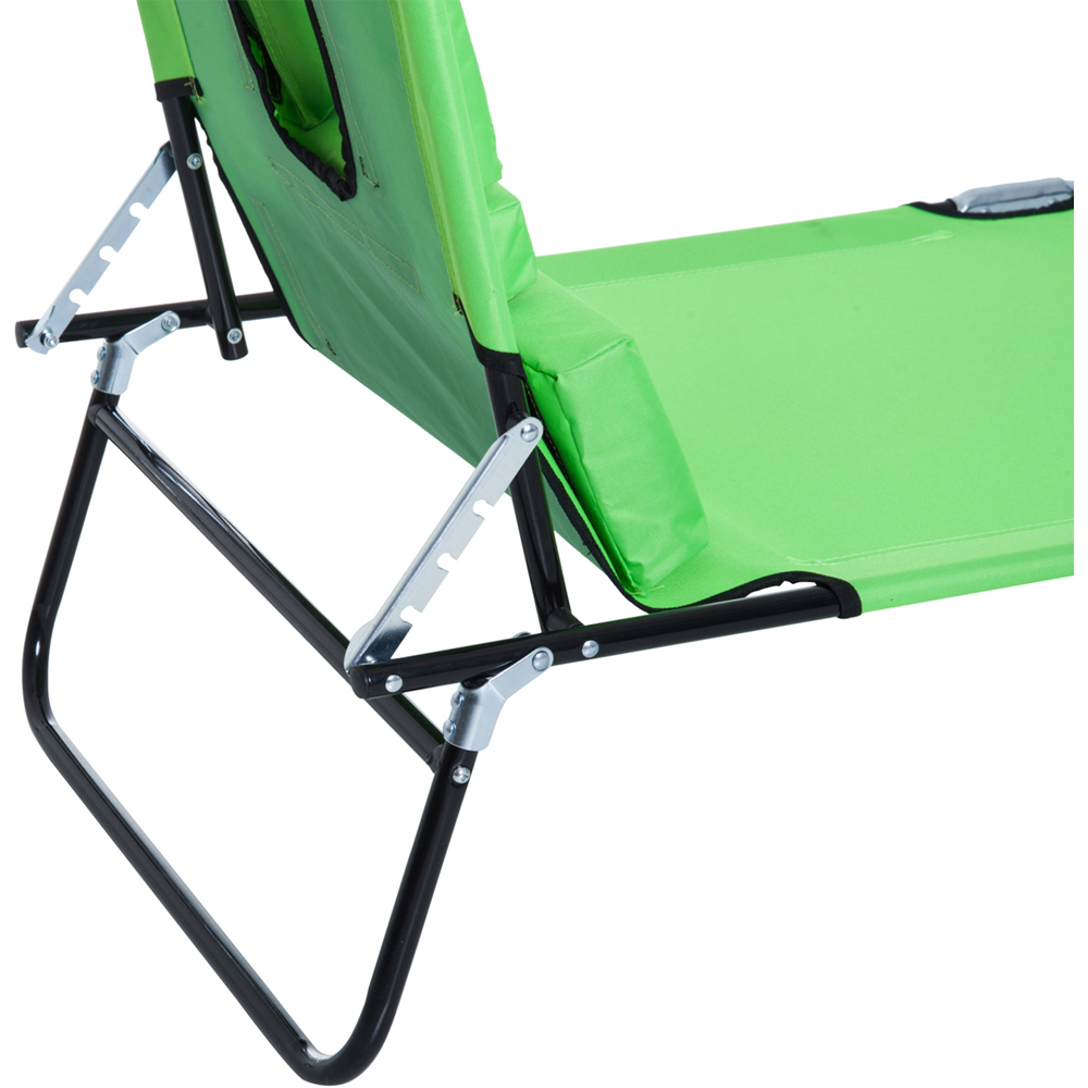 Outsunny Green Foldable Sun Lounger with Reading Hole Image 3