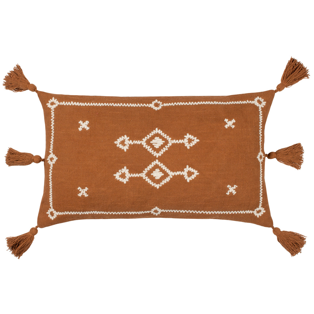 Yard Folis Pecan Embroidered Cushion Image 1