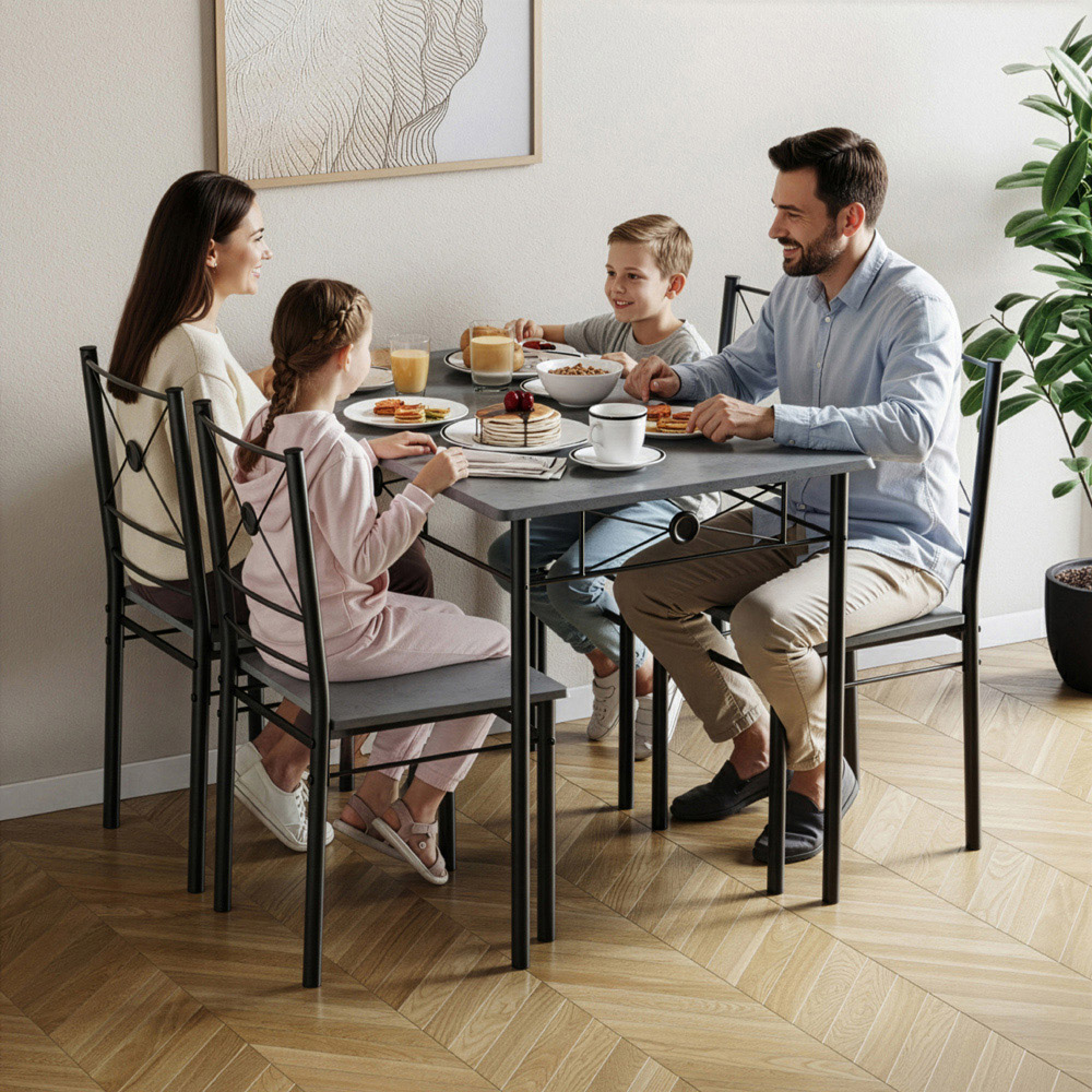 VIDA DESIGNS Roslyn 4 Seater Dining Set Concrete Grey Image 4
