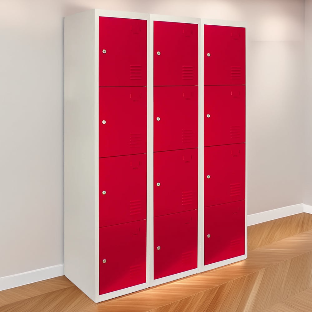 Monstershop 4 Doors Red Metal Changing Room Storage Lockers Image 1