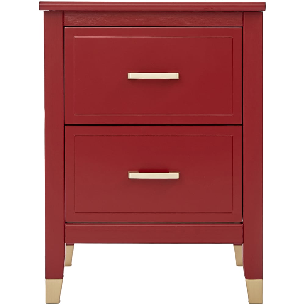 Palazzi 2 Drawer Red Wide Bedside Table Image 3