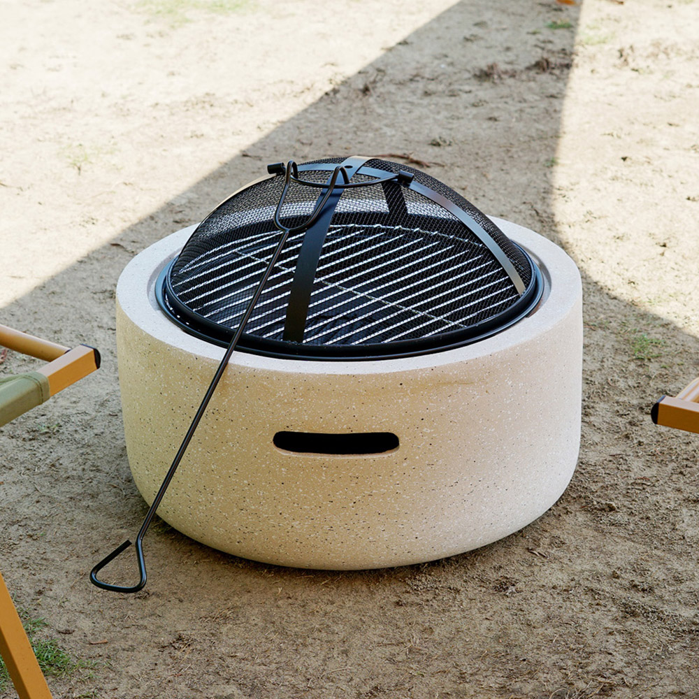 Cream Round MgO BBQ Grill Fire Pit Image 3