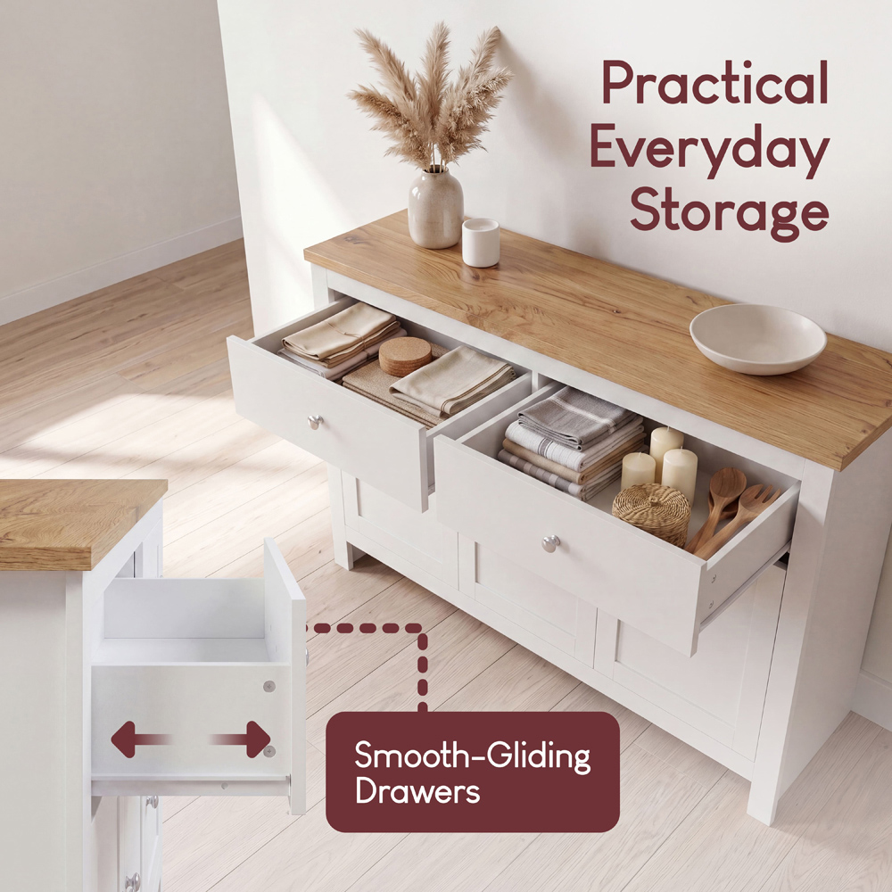 VIDA DESIGNS Arlington 3 Door 2 Drawer White Sideboard Image 5