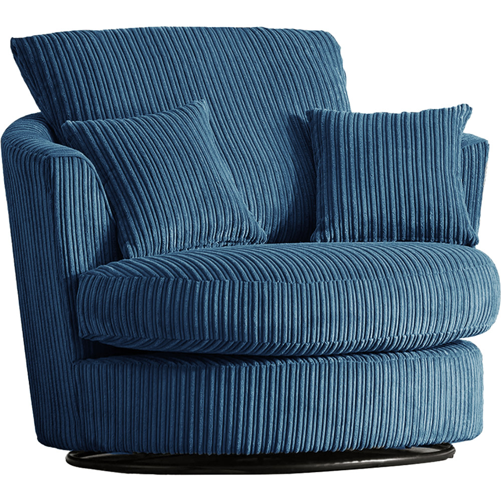 Luxor Marine Blue Jumbo Cord Swivel Chair Image 2