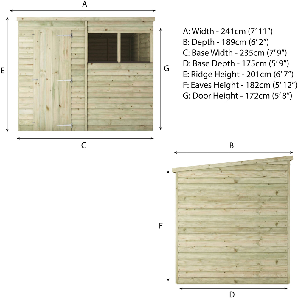 Mercia 8 x 6ft Overlap Pent Shed Image 9