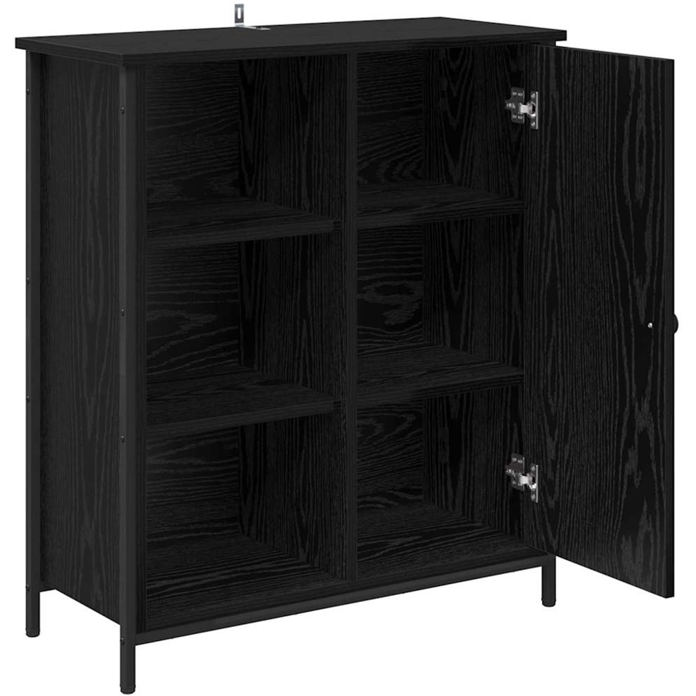 vidaXL Single Door 3 Shelf Black Oak Sideboard Image 5