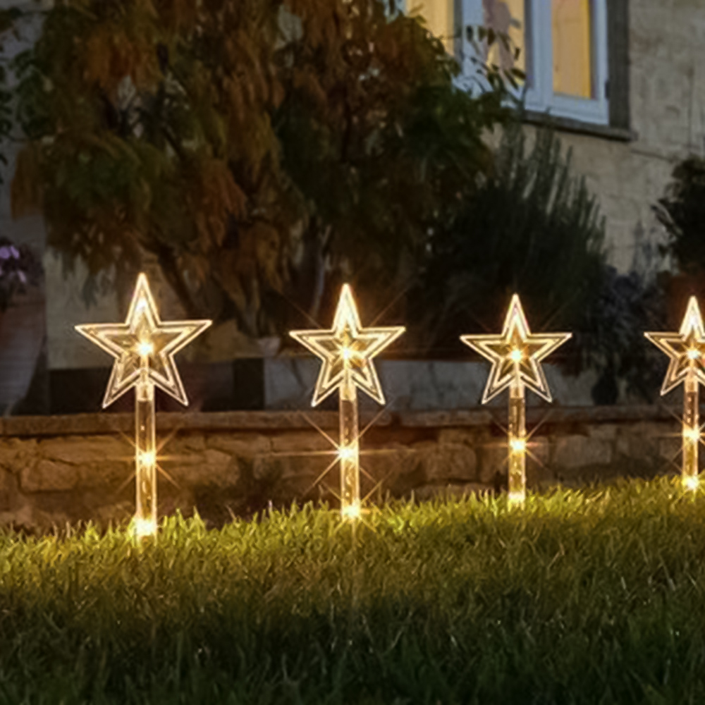 Marco Paul Warm White LED Star Decor Stakes 8 Pack Image 1