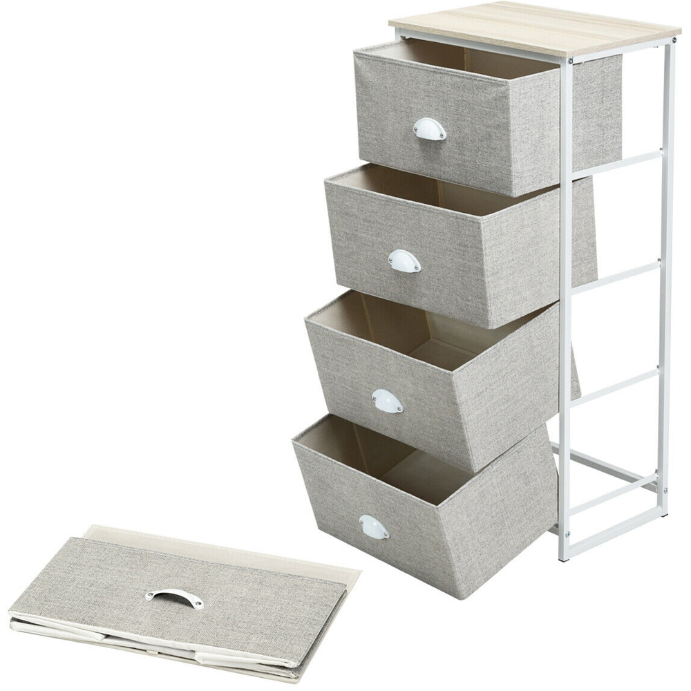 Costway 4 Drawer 3/4 Fabric Bedside Storage Cabinet with Foldable Drawers Image 3