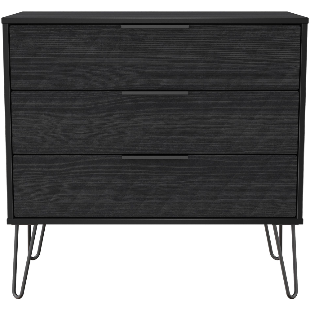 Crowndale Harlequin 3 Drawer Black Ash Chest of Drawers Ready Assembled Image 3
