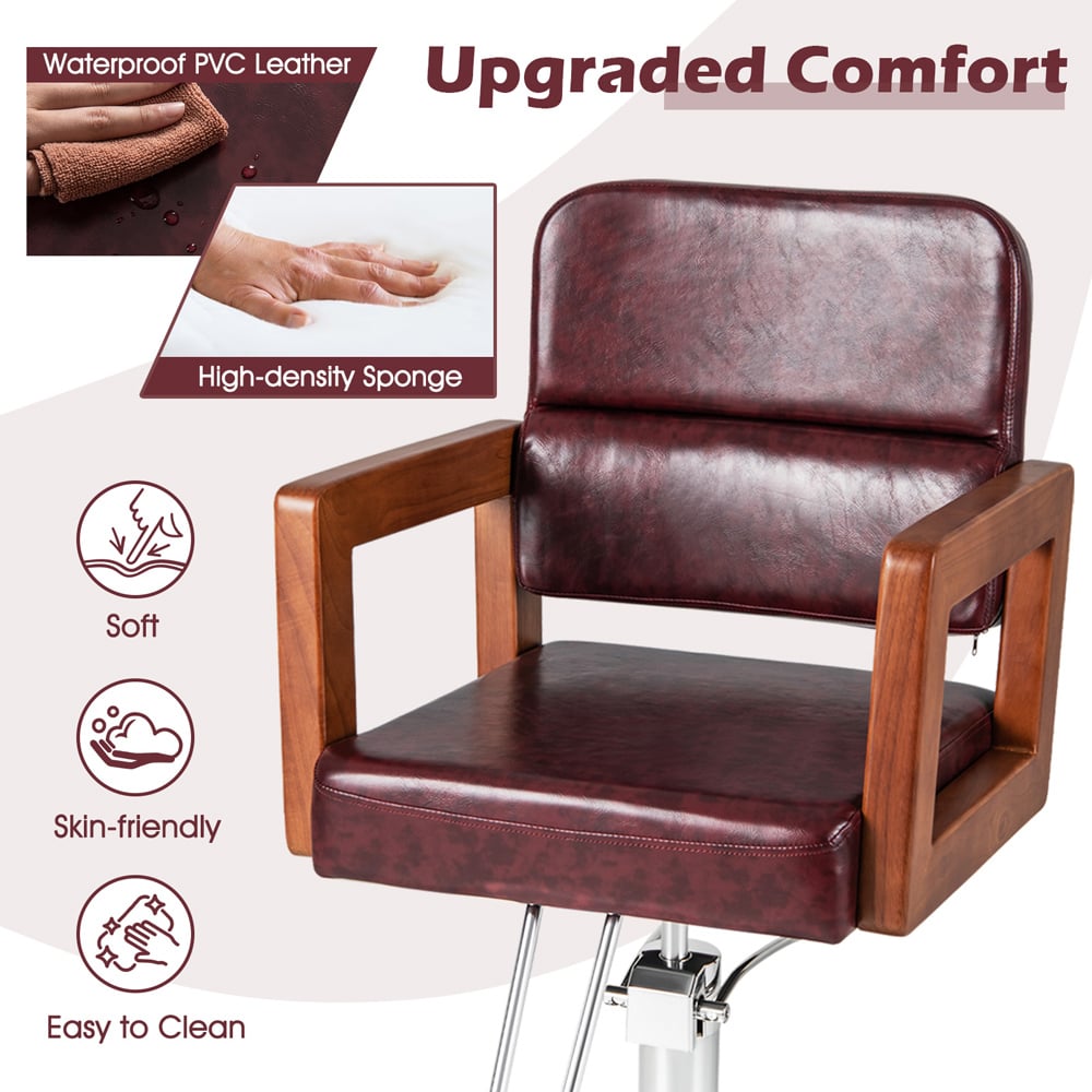 Costway Red Hydraulic Adjustable Swivel Barber Chair Image 4