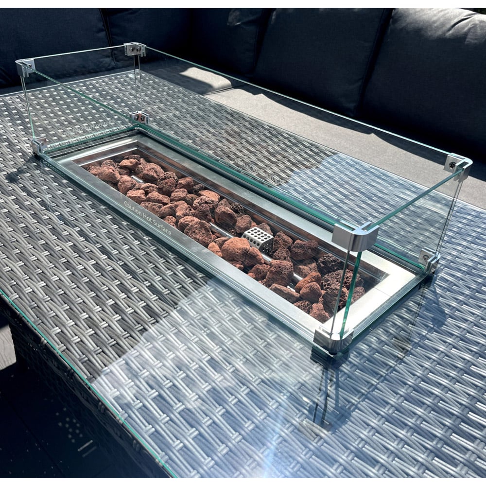 Outdoor Living The Croft 8 Seater Dark Mixed Grey Corner Gas Firepit Dining Set Image 6