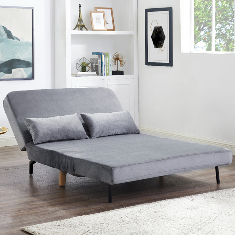 Home Detail Keller 2 Seater Grey Velvet Sofa Bed Image 1