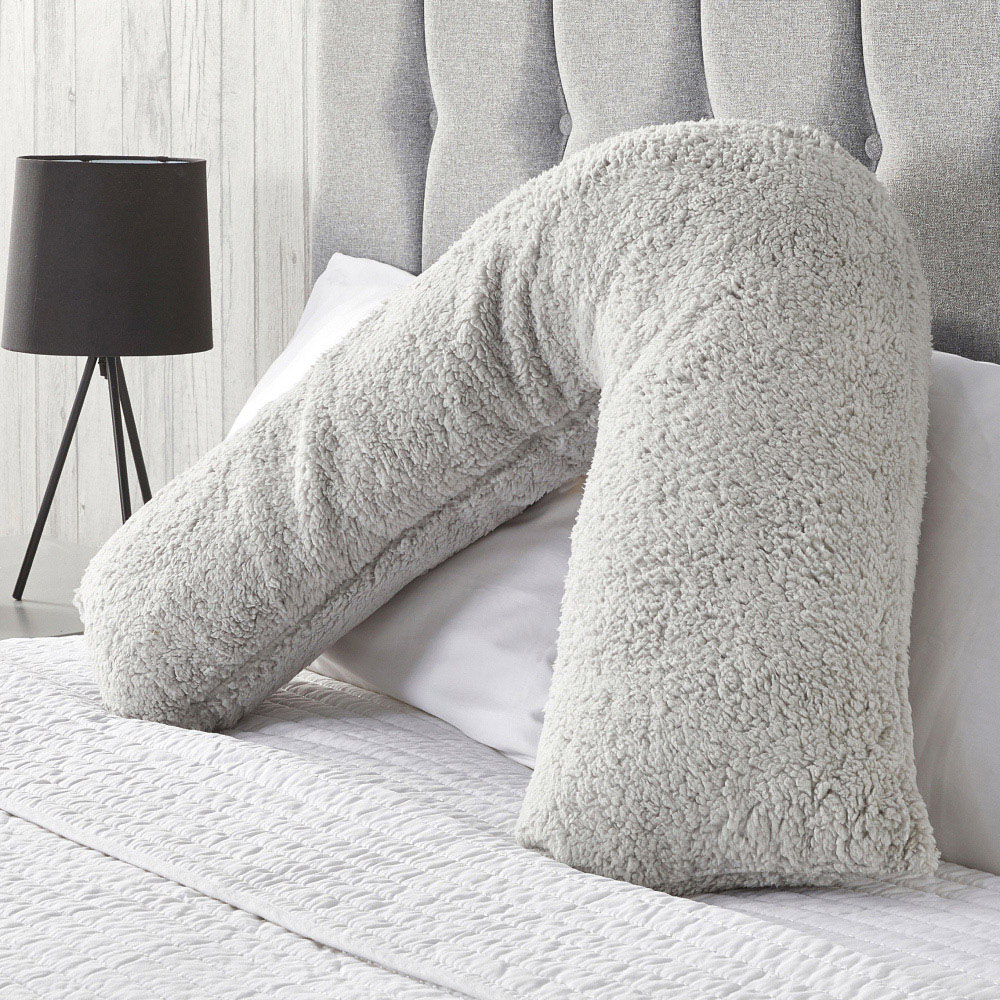 Downland Huggleland Grey Teddy Fleece V Shape Pillow Image 2