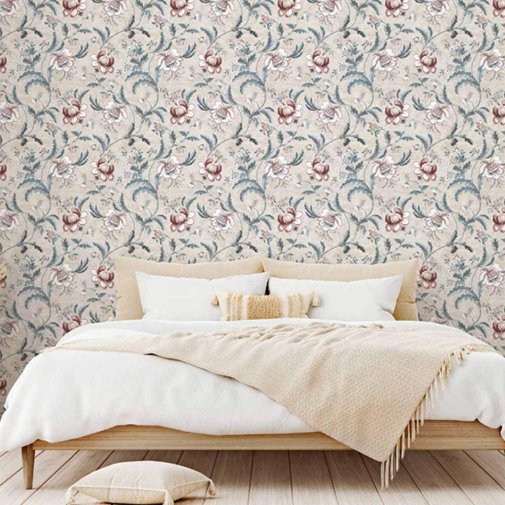 Esselle Home Tapestry Floral Vermilion Blue Wallpaper Image 3