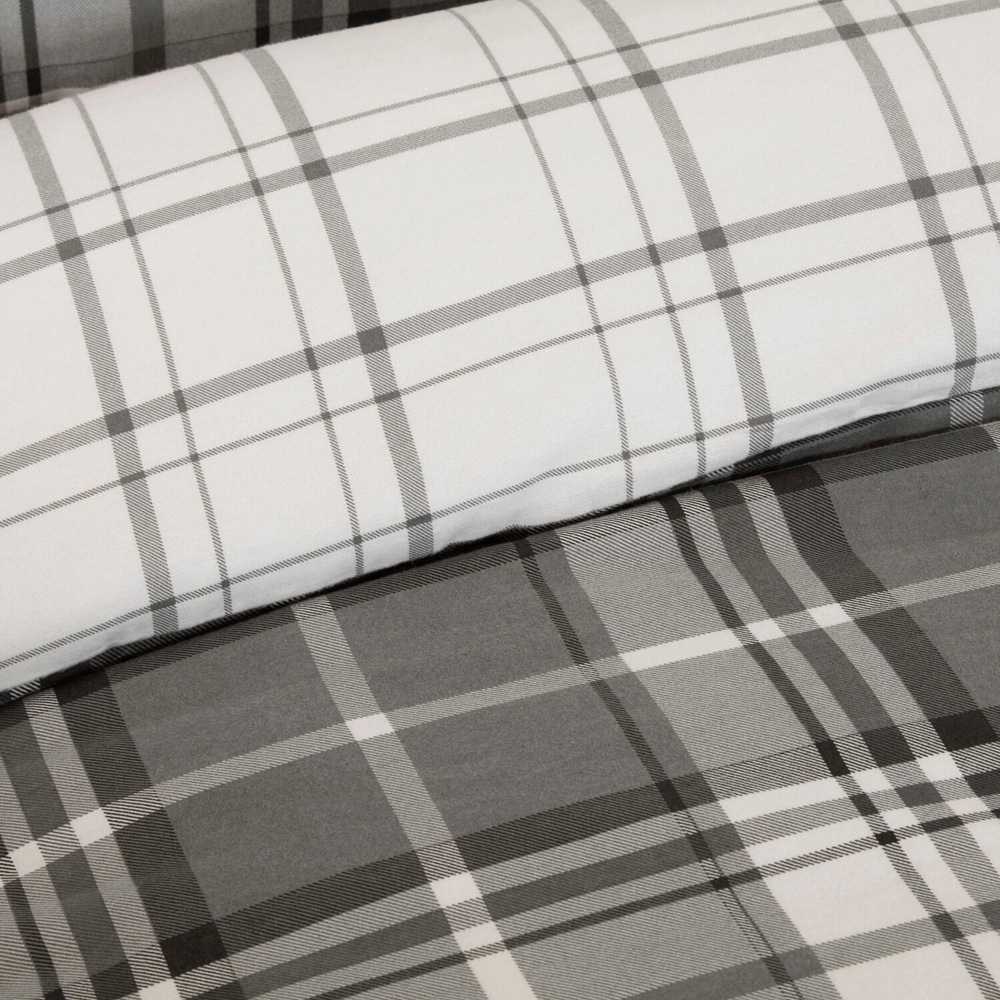 Balmoral Check Duvet Set Grey Superking Image 4