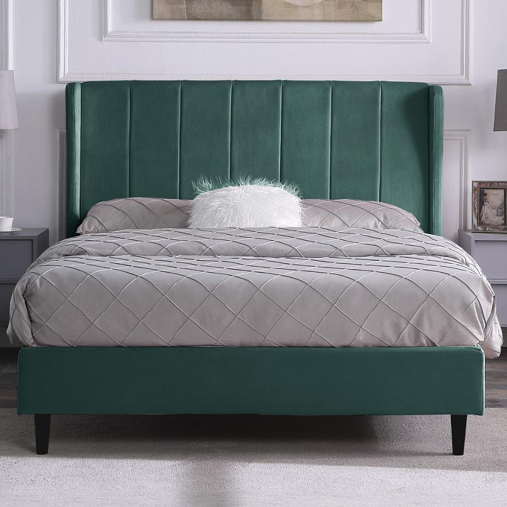 Seconique Double Green Velvet Amelia Bed Frame Image 1
